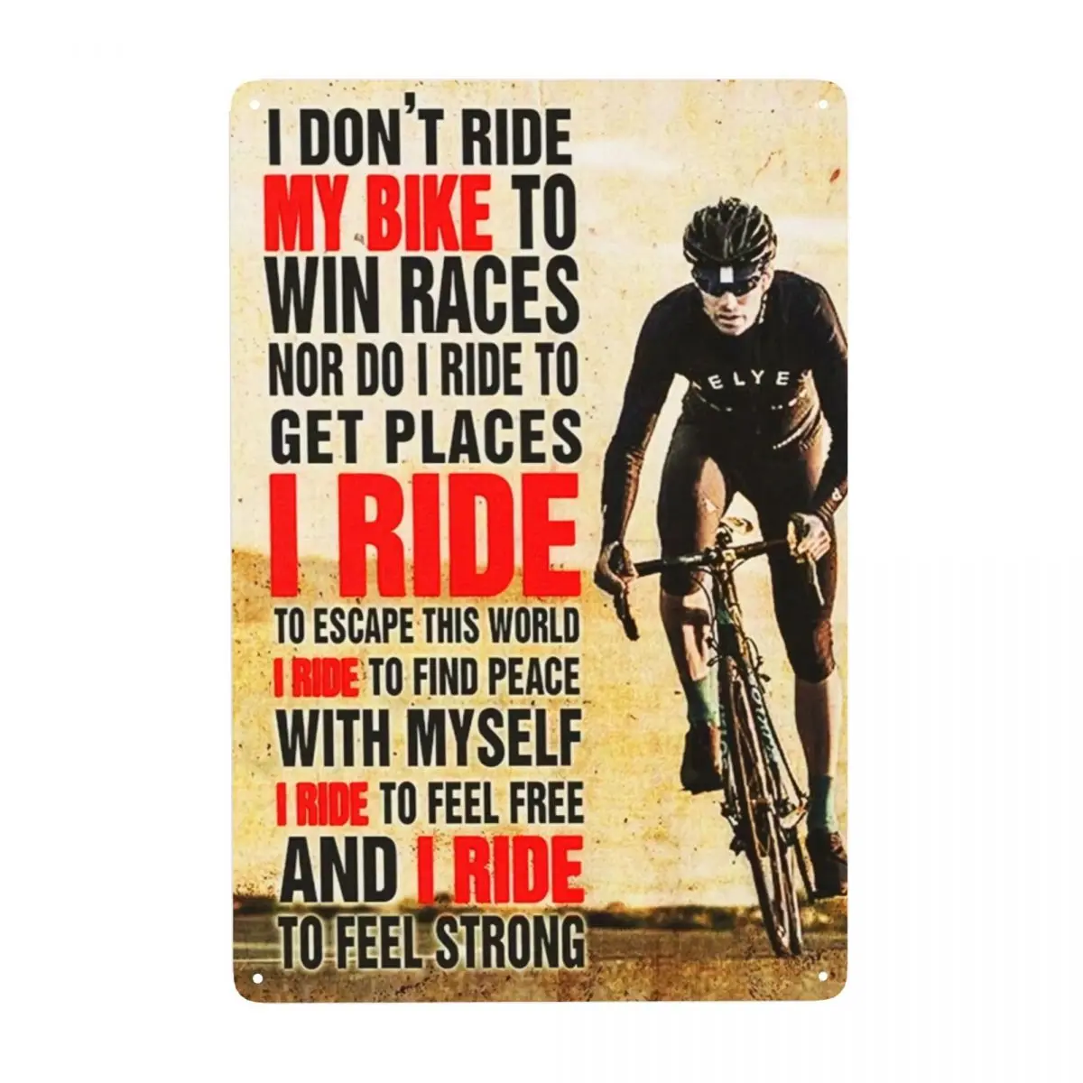 Vintage I Non Ride My Bike To Win Races Metal Tin Sign Rettangolo Custom Signs Targa Pub Cafe Yard Wall Art Decor