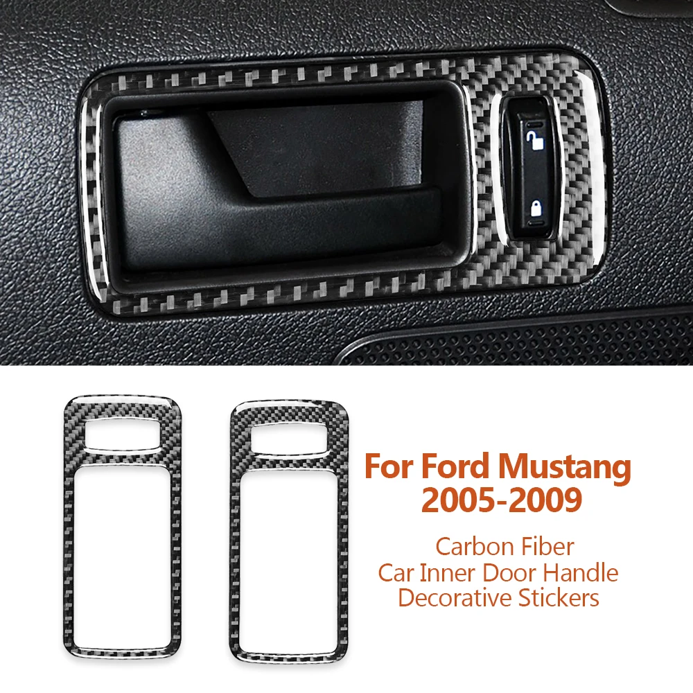 

For Ford Mustang 2005-2009 Carbon Fiber Car Inner Door Handle Frame Decorative Stickers Auto Interior Modification Accesorios