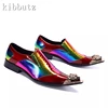 Man Formal Genuine Leather Dress Shoes Luxury Design Metal Pointed Toe Slip On Business Party and Wedding Oxford Shoes 1
