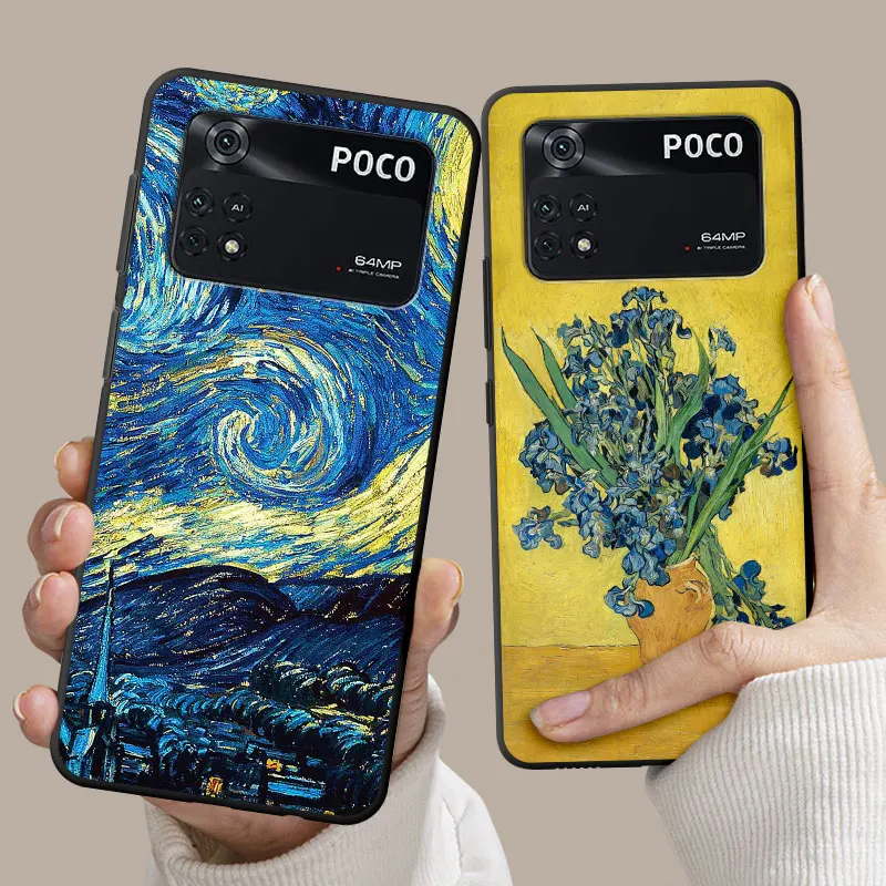 Custodia Van Gogh Starry Sky Per Xiaomi Poco X3 Pro M3 M5 M5S F4 Gt C50 C55 F1 M4 X5 C40 X4 Nfc M3 Shell Armor Black Soft Cover