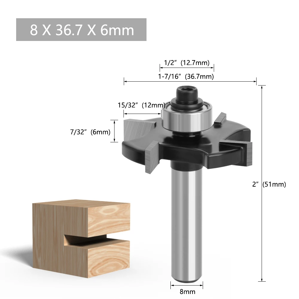 LAVIE 8 mm Schaft, vier Klingen, T-Nuten, Keksverbindung, Schlitzfräser, Verbindungs- und Schlitzfräser, Höhe, Fräser, Holzbearbeitung – Detail 7
