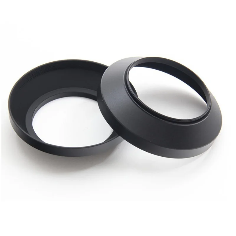 Black Metal Wide Angle Camera Lens Hood, Screw-In Mount, Multiple Sizes Available