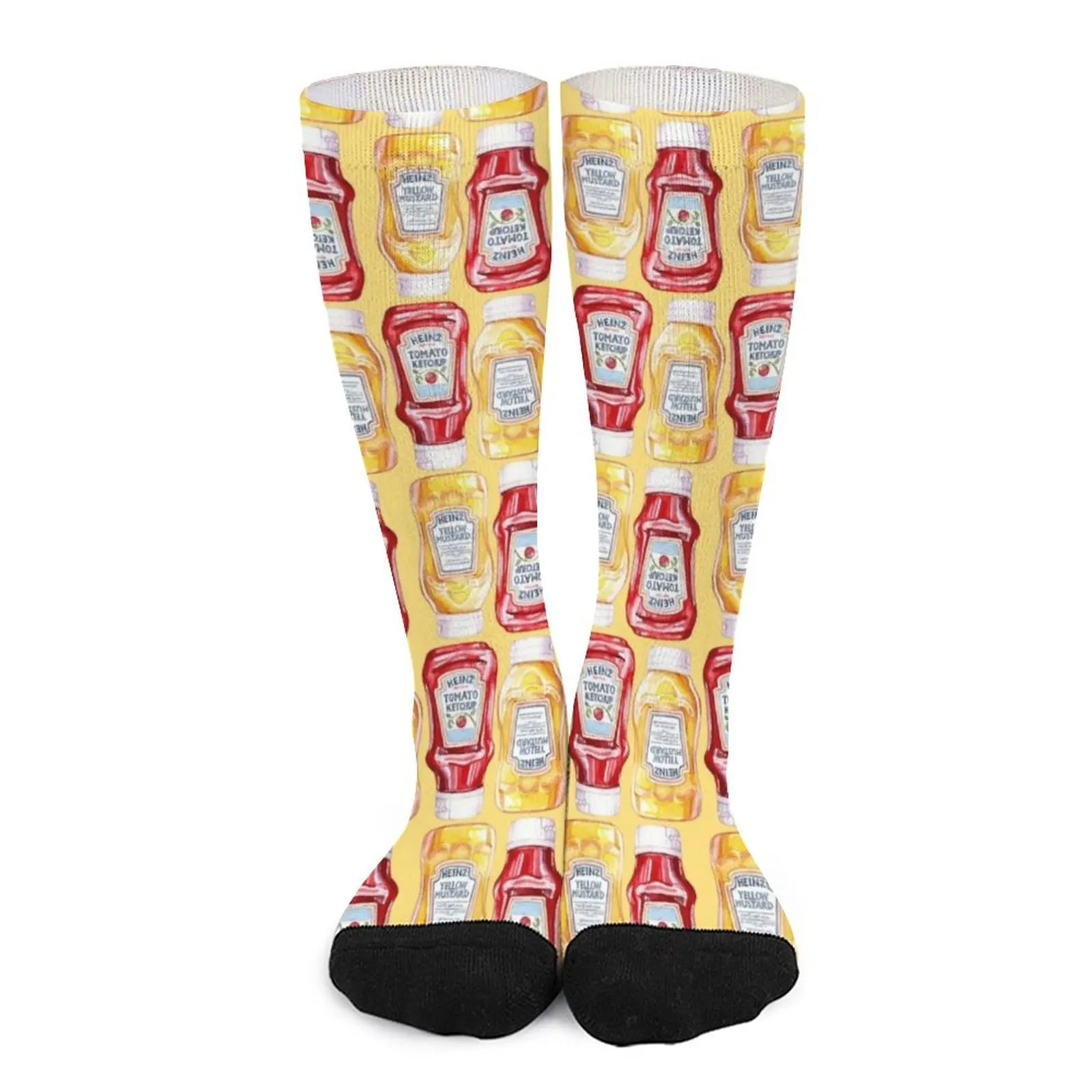 Ketchup and Mustard Pattern Socks black socks socks aesthetic cycling socks