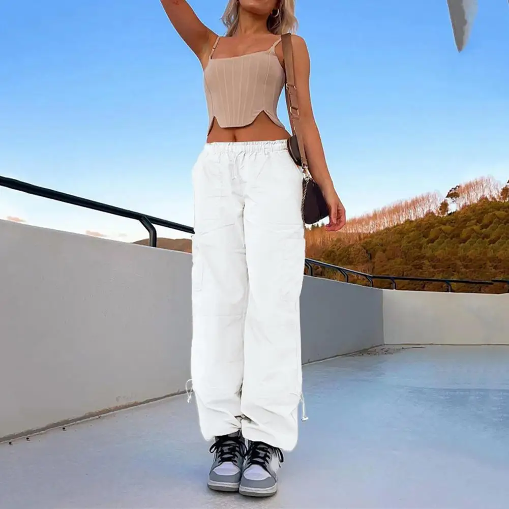 

Women Cargo Pants with Multiple Pockets Quick Drying Breathable High Waist Pants Loose-fitting Long Trousers Streetwear for Girl