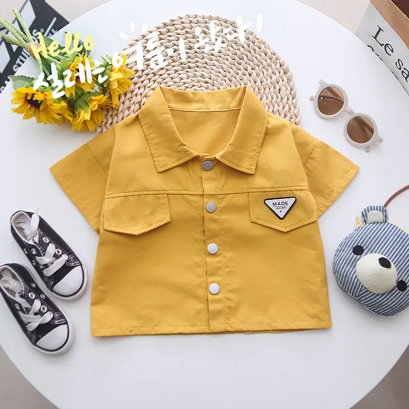 Children's clothing summer baby clothes girls letters short-sleeved suits boys lapel shirts shorts simple casual two-piece suit Baby Clothing Set for girl