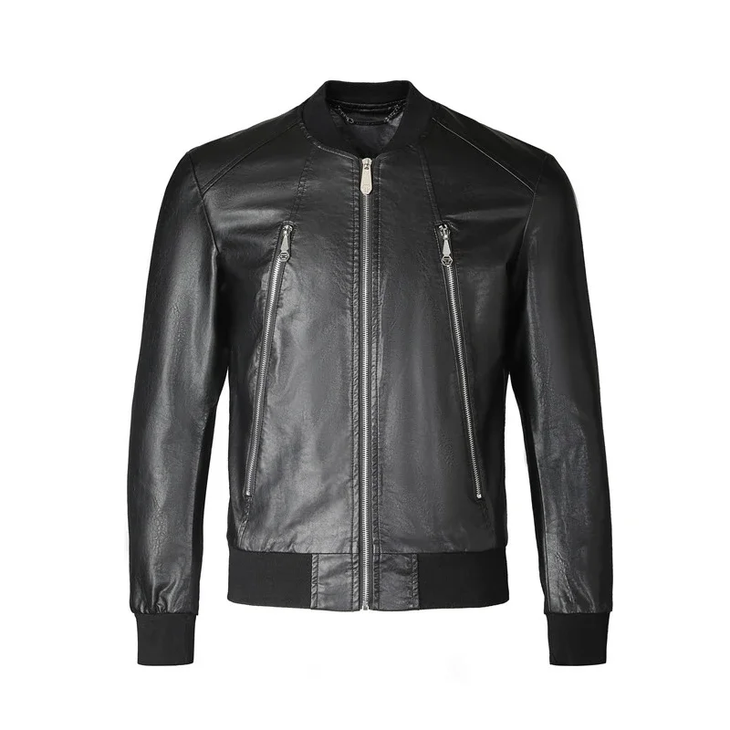 

Men's Jacket Autumn Winter New Fashion Brand Rhinestone Casual Zipper Jacket High Quality Faux PU Leather Jackets For Men's