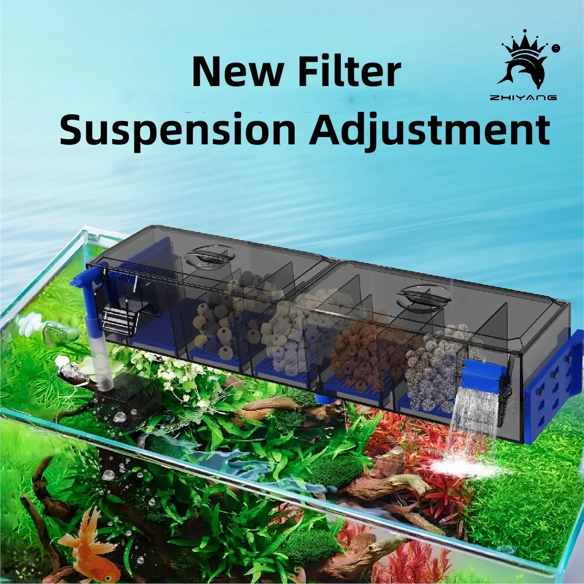 

110v 220v wall-mounted new top filter wall-mounted waterfall filter roller circulation oxygenation multi-layer filtration