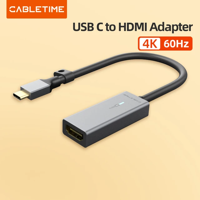 Adaptador USB C a HDMI Adaptador 4K HDMI a USB C, 60 Hz, aluminio