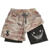 Men Fitness Gym Training 2 in 1 Sports Anime Berserk Running Shorts Quick Dry Workout Jogging Double Deck Towel 3