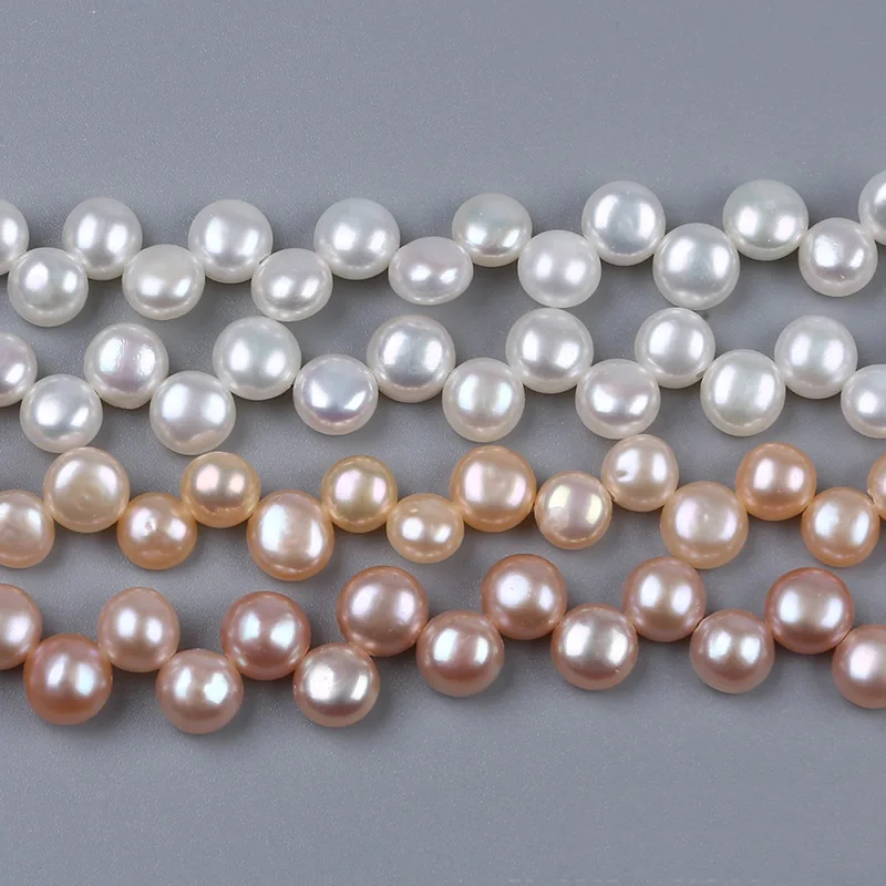 

Strong Light Three Seven Holes Bread Flat Slice Head Hole Pearl 7-8mm Natural Freshwater Pearl Loose Beads Diy Jewelry Accessory