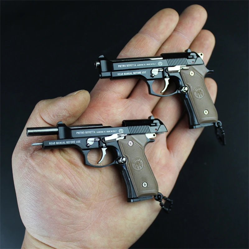 

Children Toys Metal Pistol Gun Miniature Model 1:3 Beretta 92F Keychain Craft Pendant Fake Gun for Men Birthday Gift Party Favor