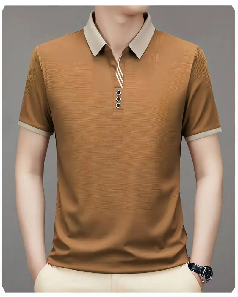 Summer Mens Jogging Polo Shirts Short Sleeve Shirt Luxury Top Casual Lapel T-shirt Men Breathable Lightweight T Shirt Homme ﻿