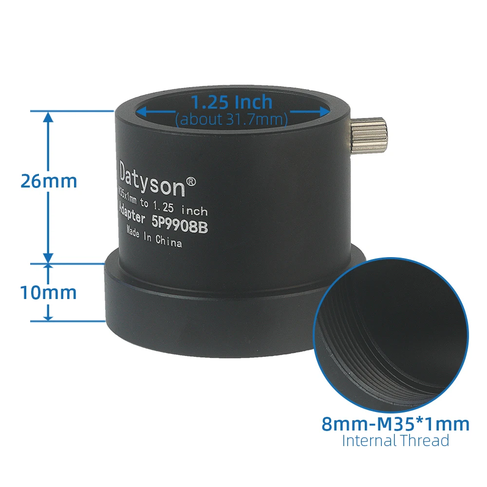 Adaptateur Télescope M35x0,75 Mm Vers 1,25 Pouce – Bague De Conversion Pour Oculaire Astronomique, Fixation Stable