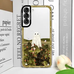 Cute Ghost Sunflower Art Shockproof Soft Clear Phone Case - SamsungS21 Ultra (S - H1206T1)