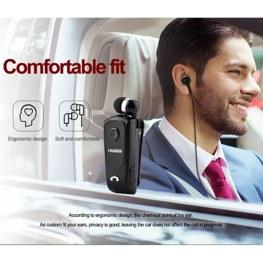 Fineblue F920 pro Collar Bluetooth Earphone Wireless Headphone In the Lotus Clip on Handsfree Headset ears with removable wire 4