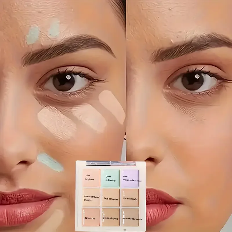 Nine Tone Concealer 9-color Concealer Palette Waterproof Sweatproof Concealer Cover Spots Acne Dark Circles Color Correction Cream Korean Makeup