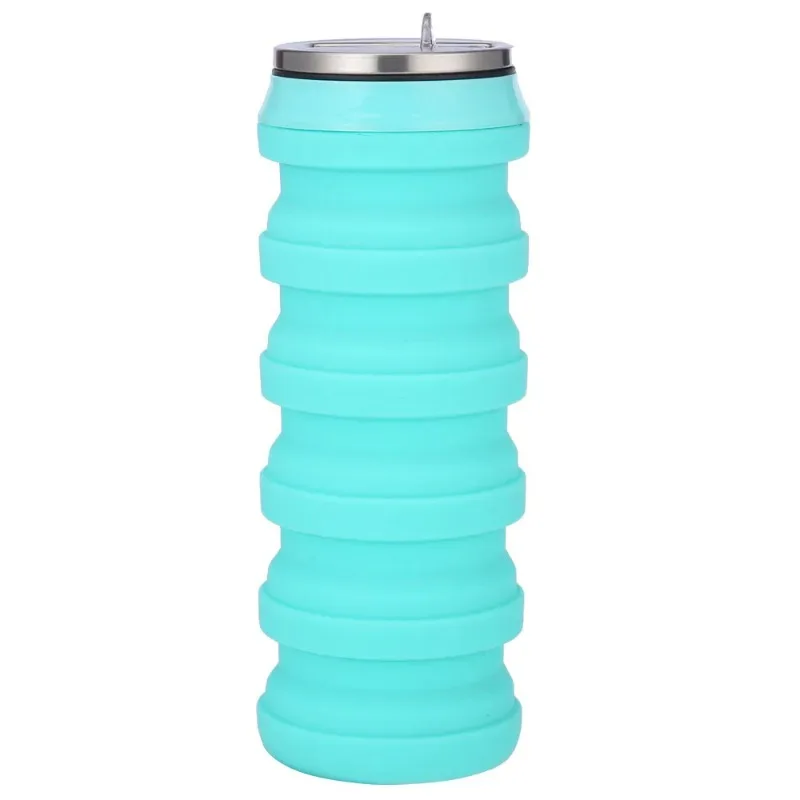 Collapsible Water Bottle Silicone Folding Cup Canned Foldable Leakproof Sports Water Bottle-480ML
