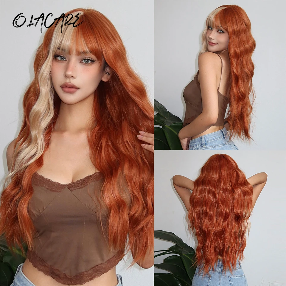 Synthetic Blonde Brown Pink Wig for Women Daily Cosplay