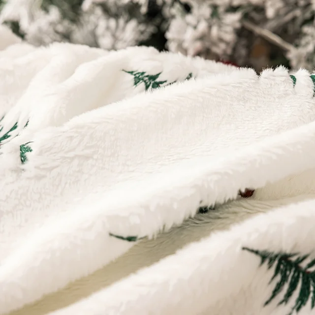 Christmas Blanket White Pine Tree Print Soft Plush Cozy Warm Xmas Design Home Decor Sofa Bed Living Room Festive Winter Gift 6