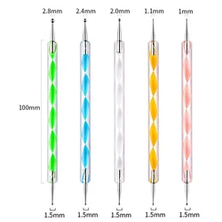 5-Piece Nail Art Dotting and Design Brush Set with Rhinestone Picker Tools (06)