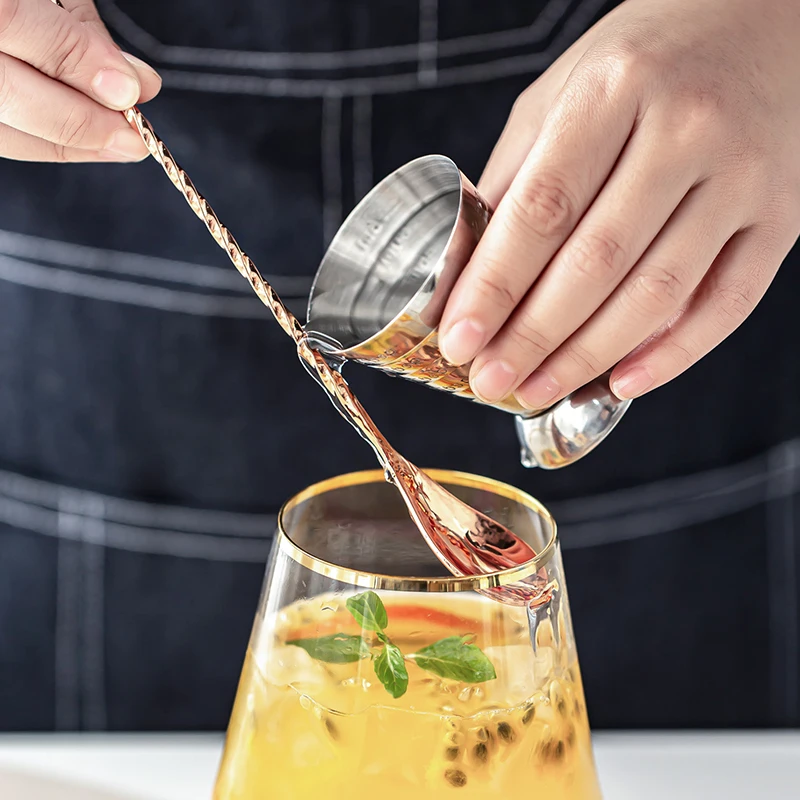 Stainless Steel cocktail spoon stirrers spiral pattern with muddler for bartender