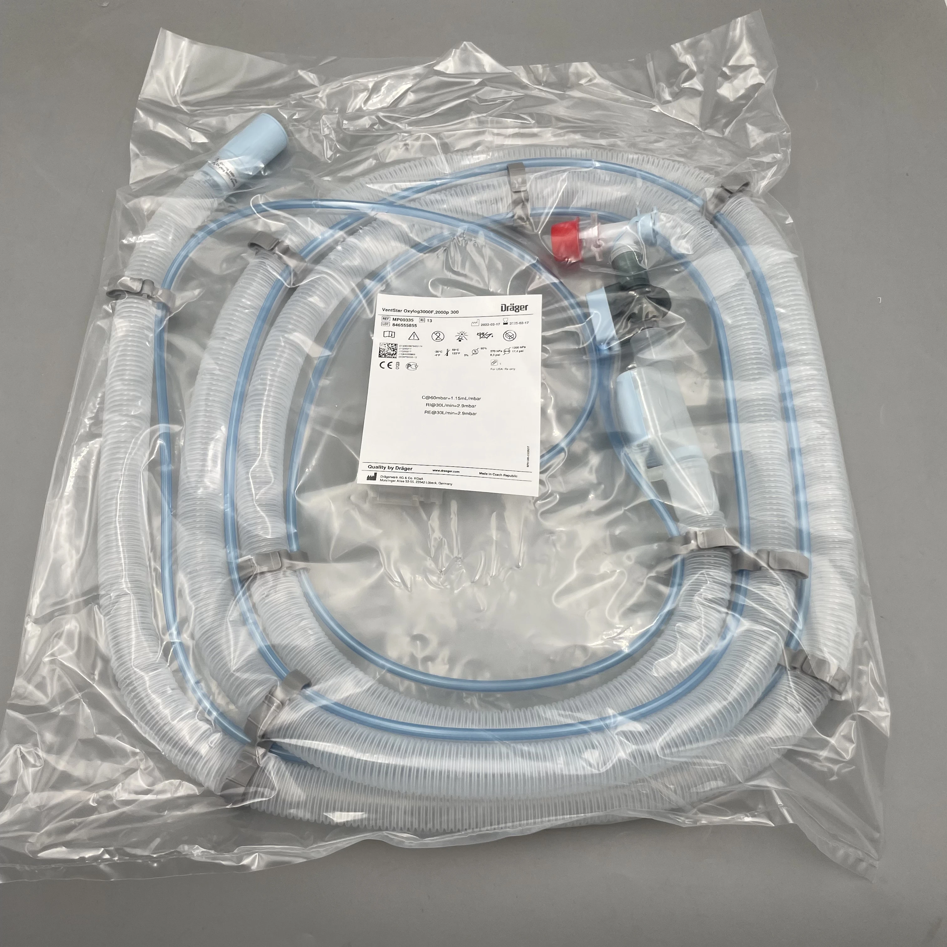 Draeger Disposable Breathing Tube MP00335 VentStar Oxylog 3000 Family 2000 Plus 300