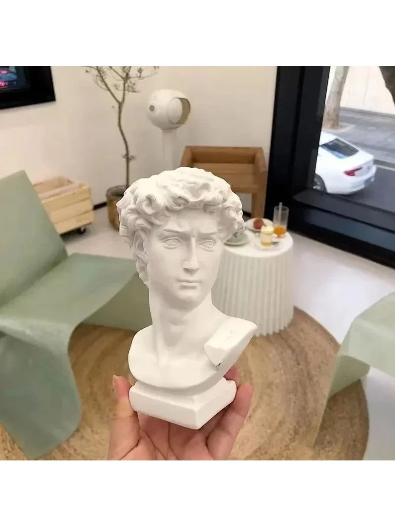 Creative Resin Pen Holder David Sculpture Portrait Statue Desk Organizer Storage Box Art Craft Desktop Decor Office Accessories