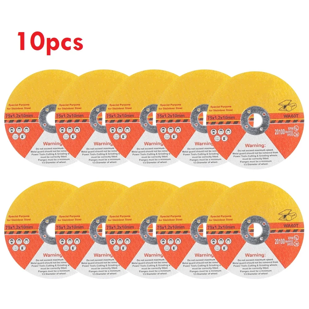 

10Pcs 75mm Grinding Wheels Circular Fiber Reinforced Resin Saws Blade 3'' Cutting Disc For Angle Grinder Power Tools Accessories