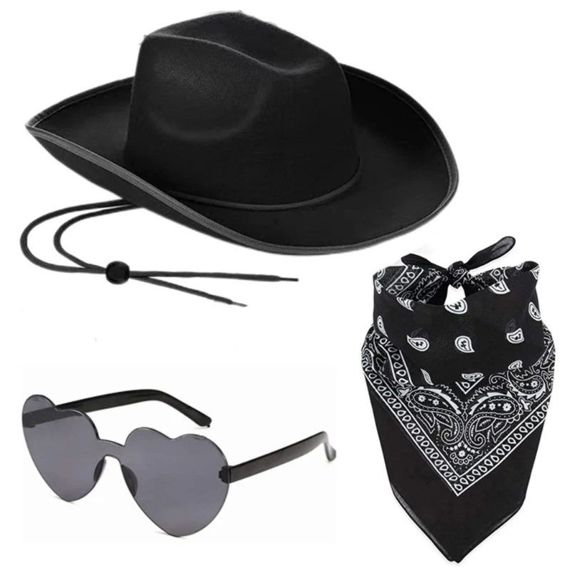 Cowgirl hats Women Cowgirl Hat Sunglasses Scarf Bachelorette Party Costume Set Accessories