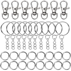 Swivel Snap Hooks and Key Rings Set for DIY Jewelry and Lanyard Crafting - 70 Piece Kit (Rhodium)