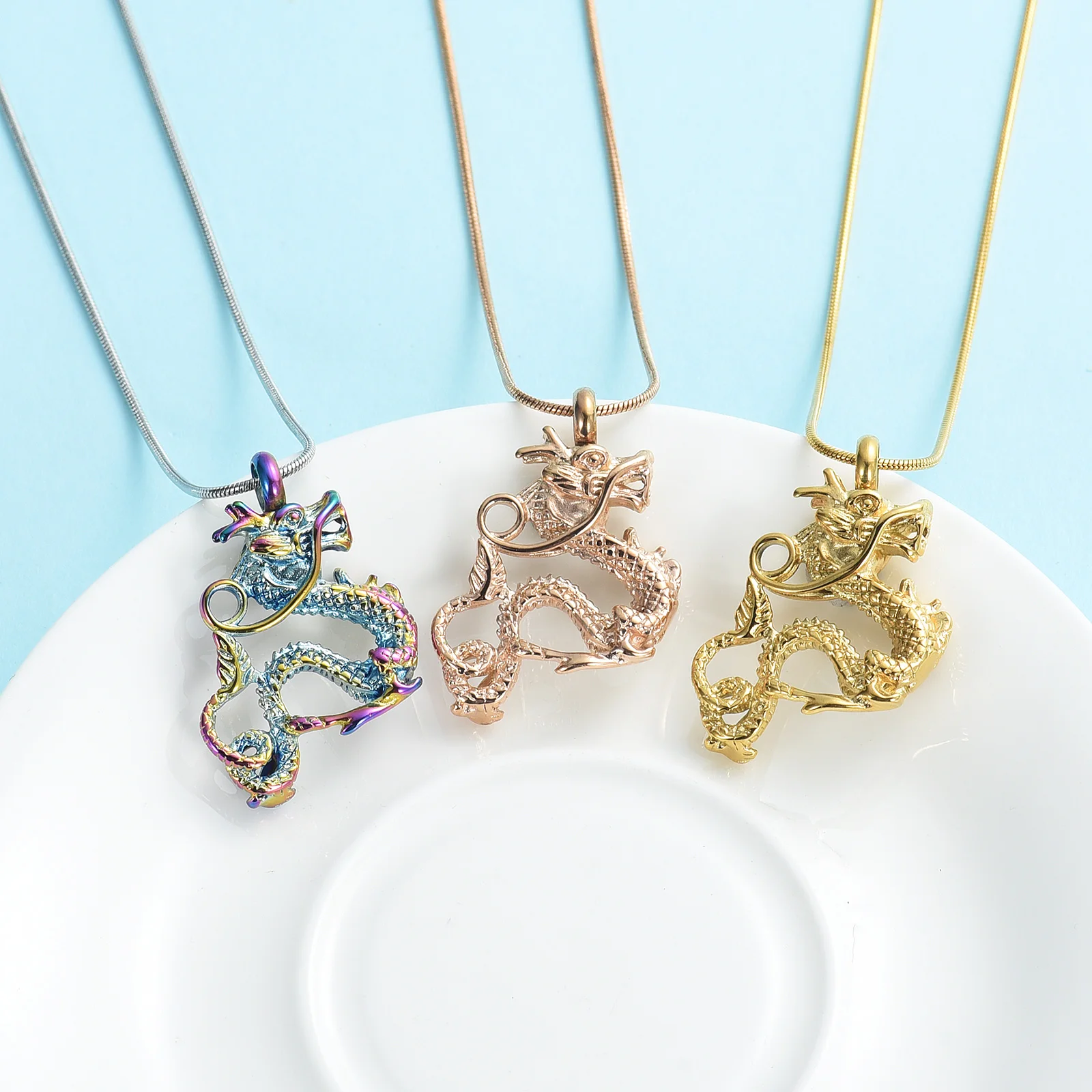 Dragon Shape Cremation Necklace Ashes Urn Jewelry Stainless Steel Man Keepsake Customized For Ashes Memorial Free Shipping