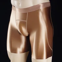 Men Thin Fitness Tights Summer Slim Bottoms Satin Glossy Leggings Streetwear Athletic Shorts Quick-drying Compression Pants 1