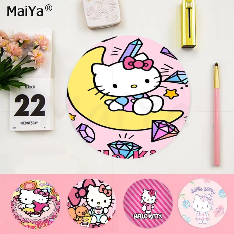 

K-Kitty Cartoon H-Hello Mousepad Animation Round Big Promotion Table Student Mousepad Computer Keyboard Games Desk Accessories