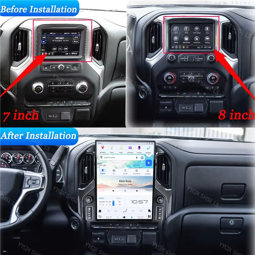 Autoradio Android per Chevrolet Silverado 2019-2023 GMC Sierra 1500 2500 3500 GPS Navigatore Registratore Accessori Auto - immagine 3