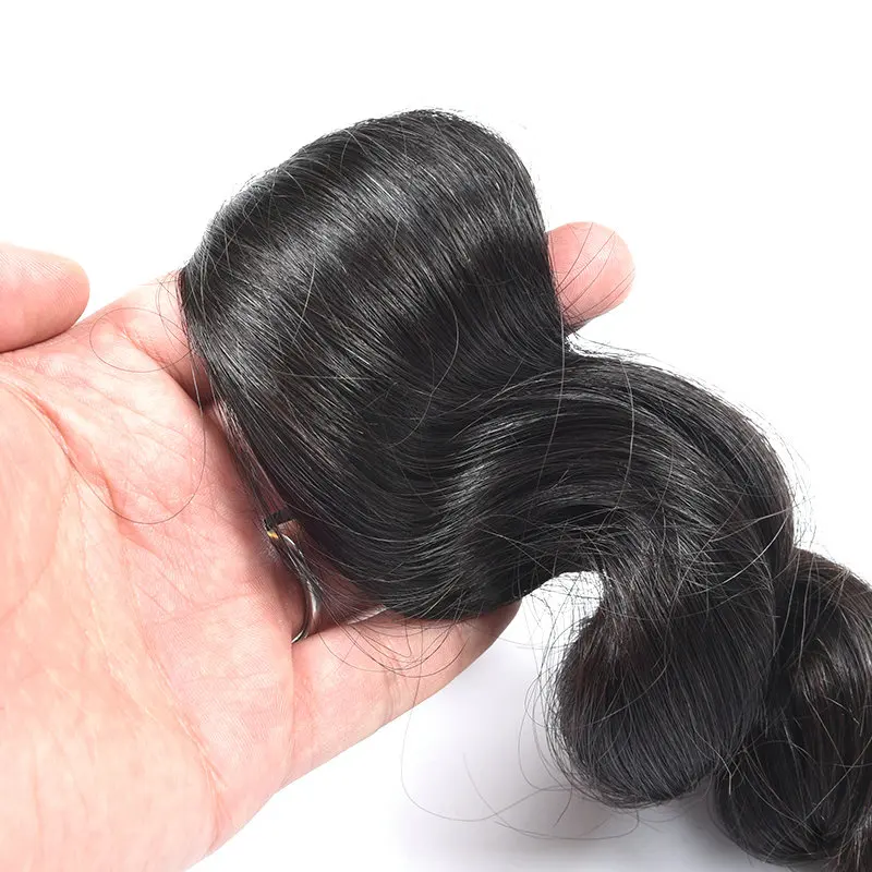 Pacote com Frontal Pacotes com Frontal Natural com Cabelo do Bebê Cabelo Humano Indiano Onda Solta Linha Fina 13x4 Laço Frontal 8 solta pacotes com frontal linha fina natural
