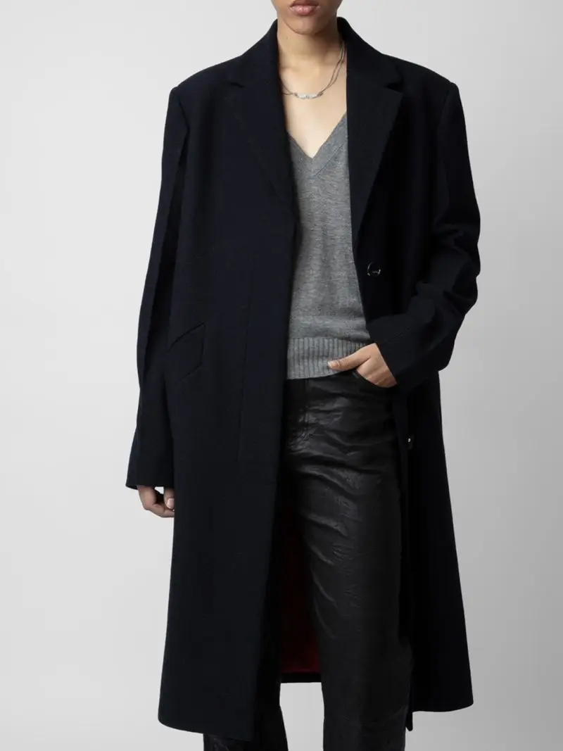 

Coat Women's 2023 Autumn/Winter New Fashionable and Magnificent Polo Collar Wool Blended Long Wool Coat Windbreaker Jacket