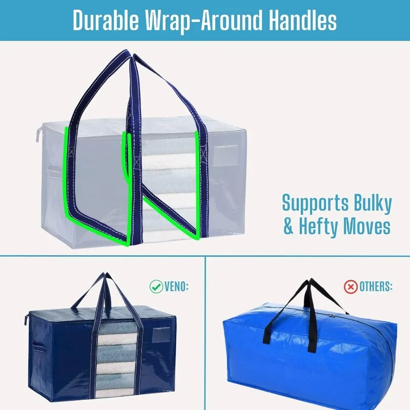 10 Pack Moving Bags, Moving Supplies, Moving Boxes, College Packing Storage Boxes with Lids Alternative, Dorm Space Saving 5
