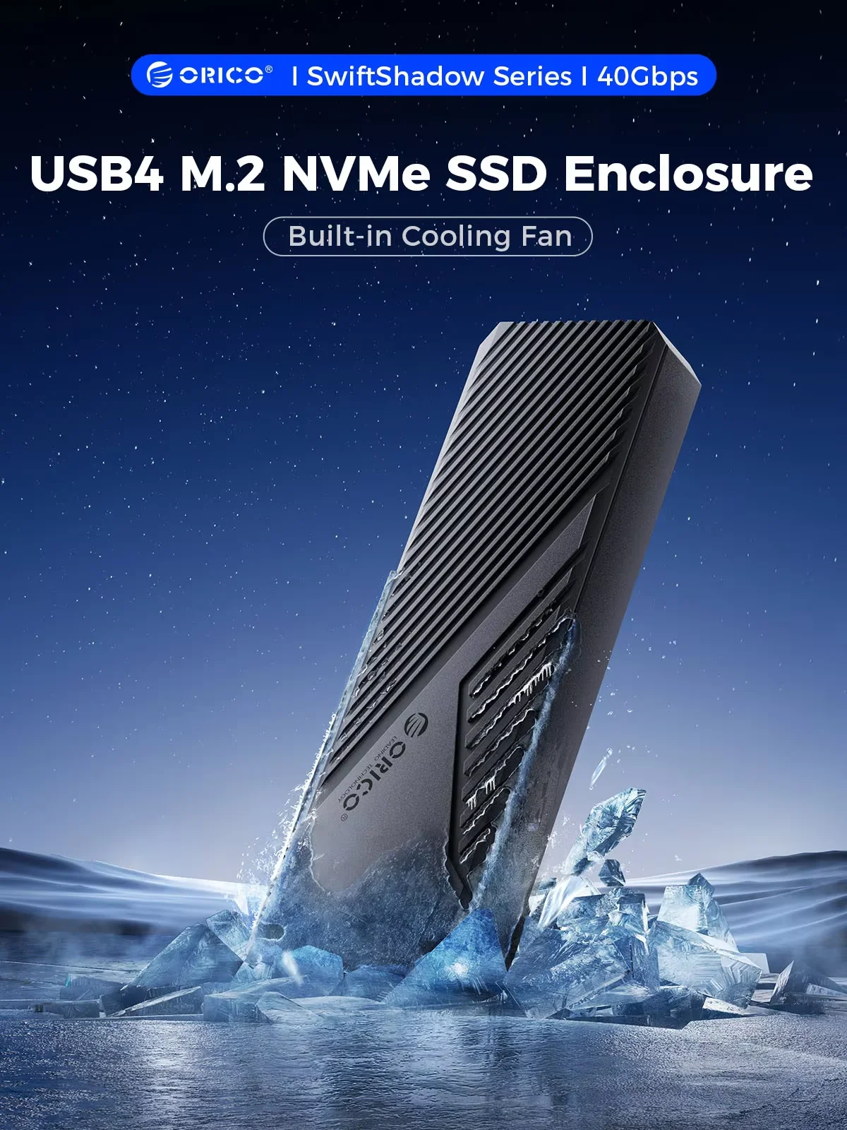 ORICO USB4 40Gbps 쿨링 팬이 있는 8TB PCIe4.0 NVME 인클로저 알루미늄 케이스, 맥 미니 아이맥 호환 썬더볼트 3/4