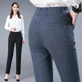 여성용 포멀 펜슬 발목 길이 바지, 하이 웨이스트 OL 스웻팬츠 클래식 판탈론 스트레이트 시크 바지, 슬림 스포니, 신제품