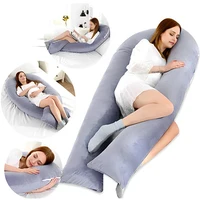 Pregnant Women's Body Pillow Simple Crystal Velvet Double Color Lumbar Support Abdomen U-Shaped Cushion Maternity Waist Pillow 1