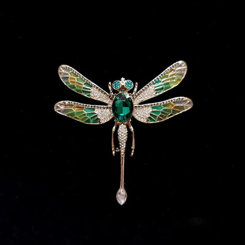 Korean Colorful full Rhinestone Dragonfly Brooches For Women Luxury Designer Fashion Metal Animal Brooch Pins Jewelry Gifts