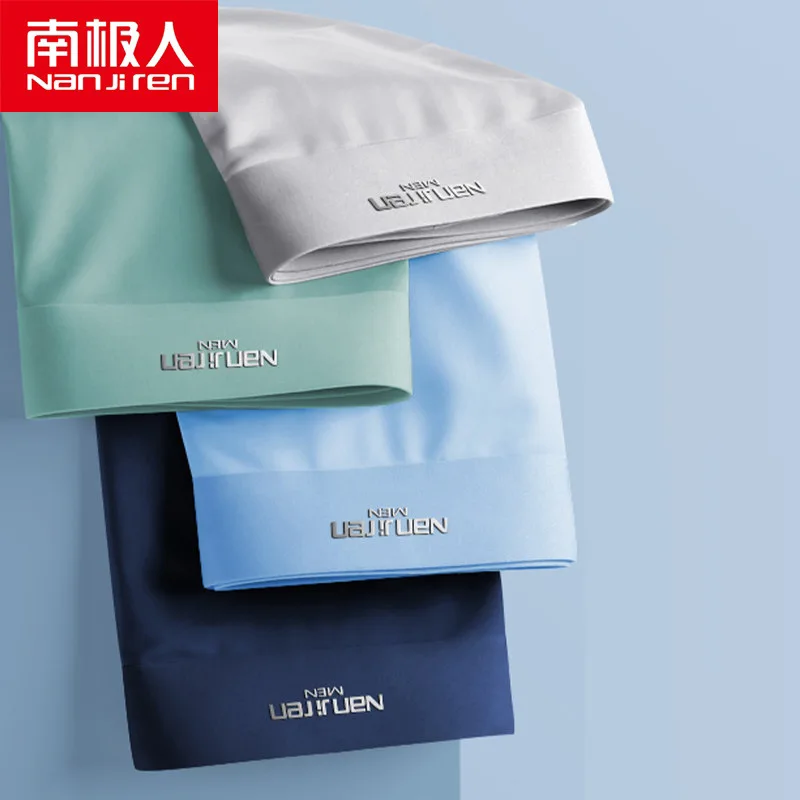 NANJIREN Underwear Panties Mens 4Pcslot Underwear Solid color Cotton Model Boxers Men Ventilate Plus Size Boxers 3