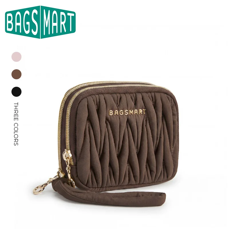BAGSMART Women's Fashion Zipper Wallet Short Bifold Buckle Coin Purse Multi-slot Card Holder Handbag 1