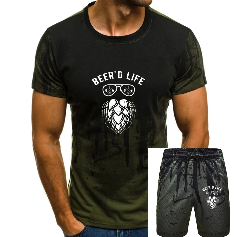 

Mens Beerd Life T-Shirt Hipster Beer Shirts Beard Tee Hops Home Brew Brewing S