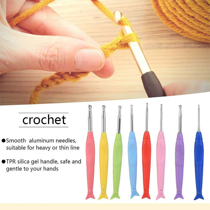TLKKUE Crochet Hooks Set Colorful Soft Handle Knitting Hook Needles For  Sweater Hand-Knit DIY Sewing Accessories Knit Tools