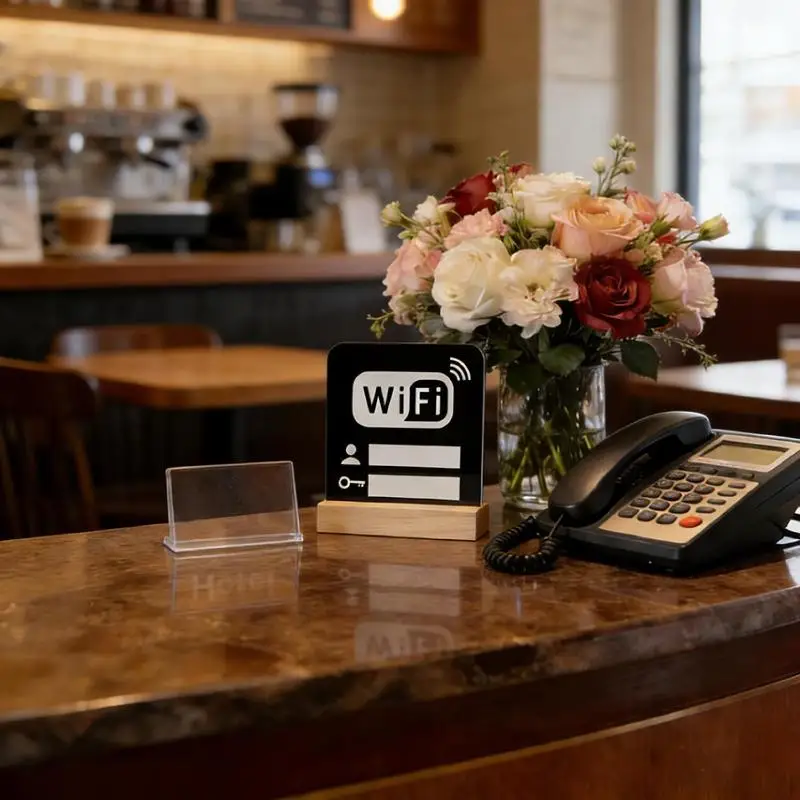 1/2개 및 번호 Wi-Fi 공지판 표지판 아크릴 미러 Wi-Fi 표지판 공공장소, 가정, 상점용 손글씨 계정 표지판