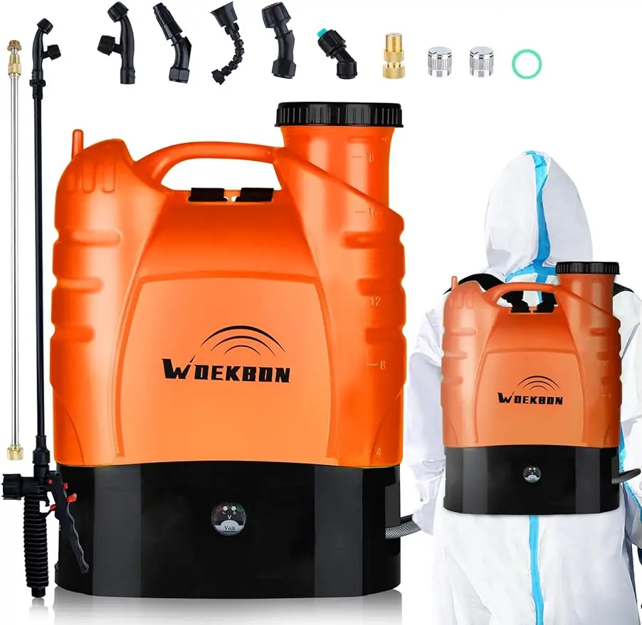 4 Gallon Battery Powered Backpack Sprayer Electric Garden Pump Sprayer with Lithium Battery for Long Time Spray Brass Telescope