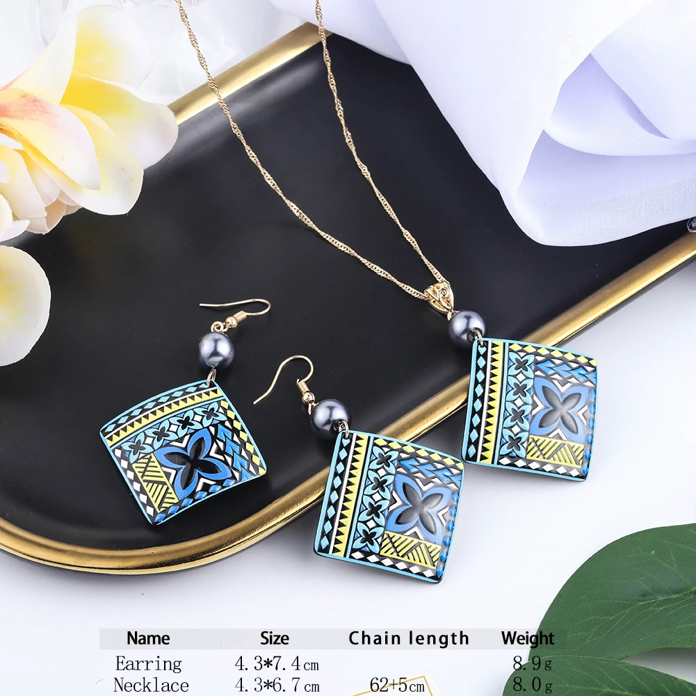 Cring Coco Acrylic Plumeria Hibiscus Flowers Jewelry Set Polynesian Beach Monstera Leaf Earrings and Necklaces Set for Women 