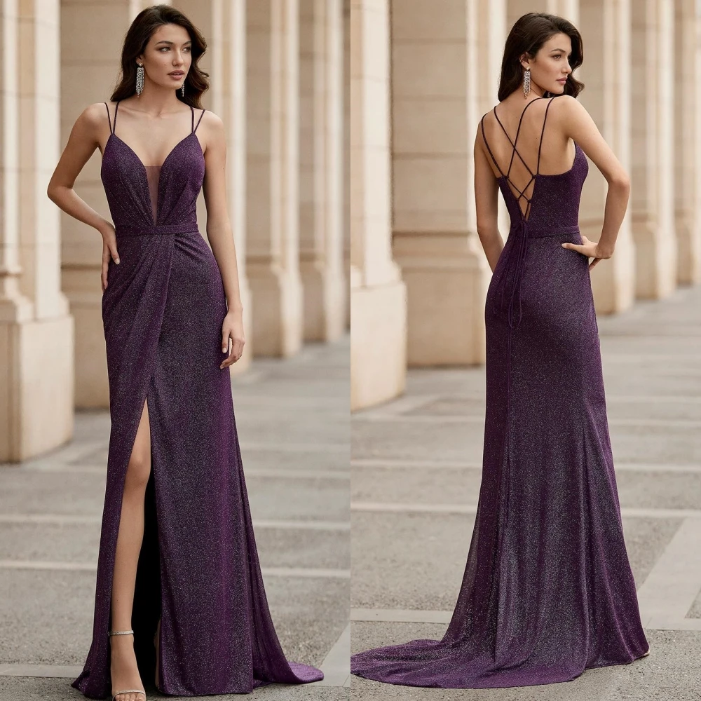 

Exquisite High Quality V-neck A-line Sweep/Brush Evening Dresses Formal Ocassion Gown Open Back Satin prom dresses 2023 luxury
