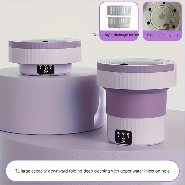 CompactFoldable Washing Machine with Ideal for Socks & Underwear, Perfect for Apartments,Camping, RVs - Includes Drain Kit 5